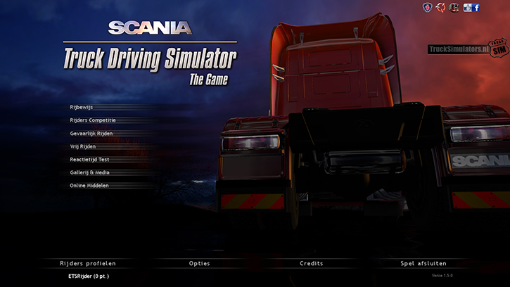 Scania Truck Driving Simulator Menu